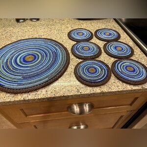 Blue beaded Coaster Set